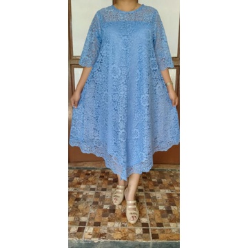 terusan dress brokat brukat pesta undangan babydol jumbo ld 100 -  120