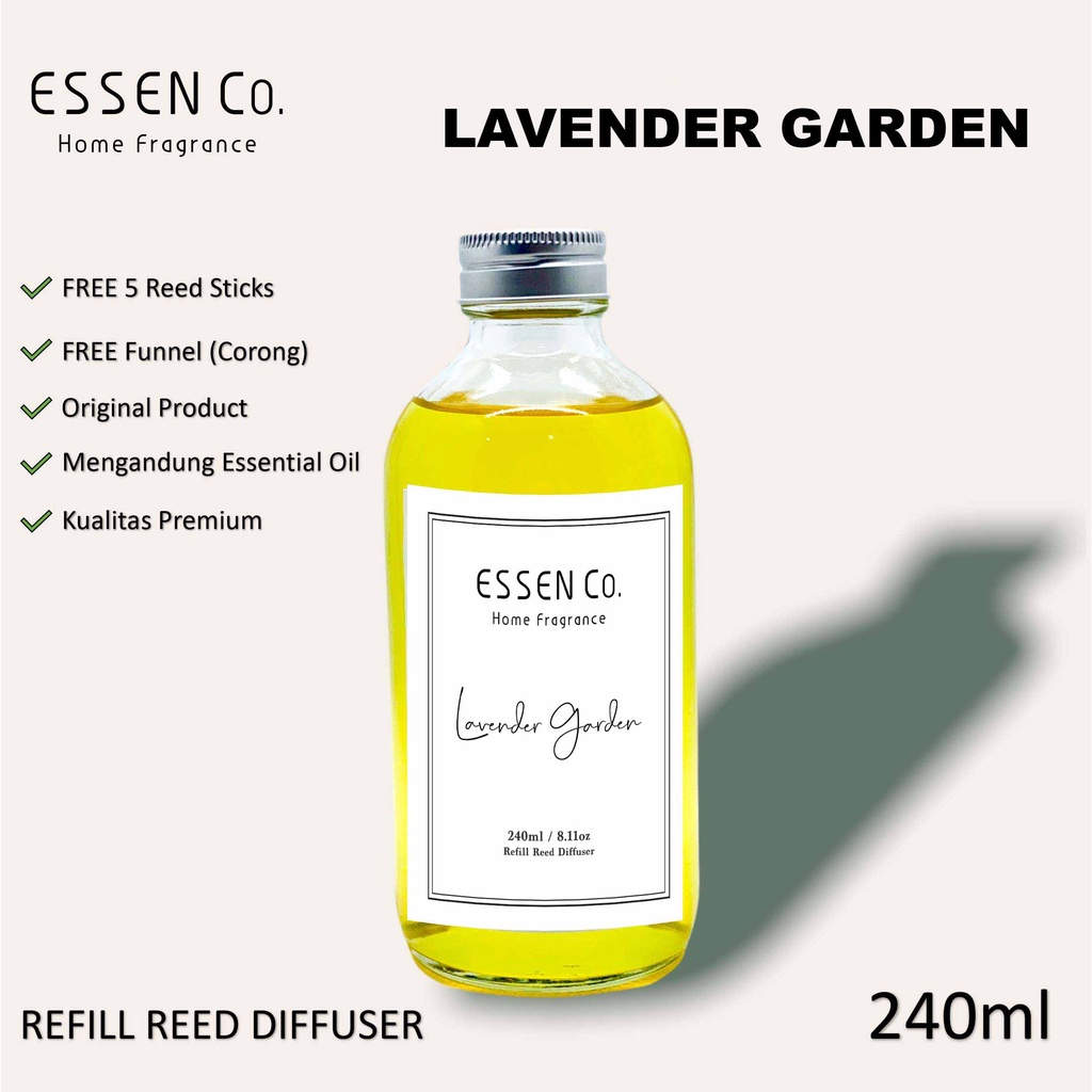 Reed Diffuser Essen Co Lavender Garden Aromaterapi Pengharum Ruangan Refill Aromatherapy 240ml