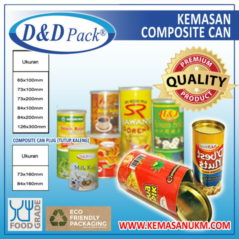 Kemasan Composite Can With Plastic Cap + Membran Alufoil Uk.65x100mm