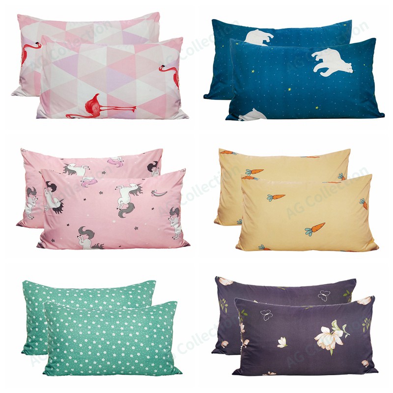2Pcs Sarung Bantal Desain Flamingo Unicorn Bahan Polyester 2Pcs Sarung Bantal Desain Flamingo Unicorn Bahan Polyester