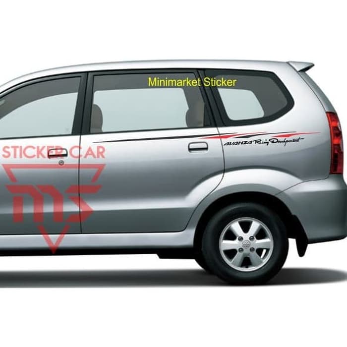 STICKER STRIPING CUTTING STIKER AVANZA RACING DEVELOPMENT TOYOTA TRD - hitam-merah Keren