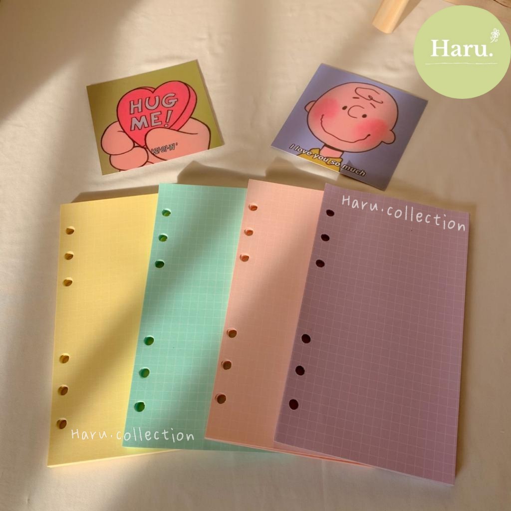 

[HARU] Soft Pastel Colour Grid Loose Leaf Paper 6 Rings Kertas Binder Pastel 6 Lubang A5 A6