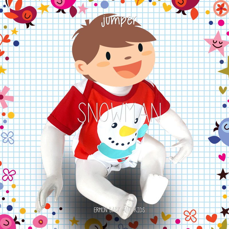 baju bayi jumper bayi natal karakter kartun snowman
