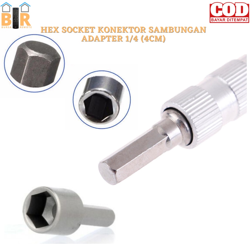 HEX SOCKET KONEKTOR SAMBUNGAN ADAPTER 1/4 (4CM) 1pcs