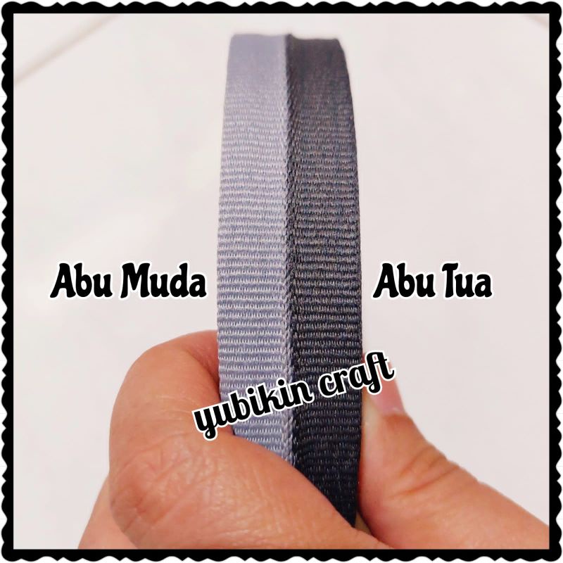 

1 Meter Pita Bis Ban Polos Lebar 1cm Warna Abu Tua - Muda