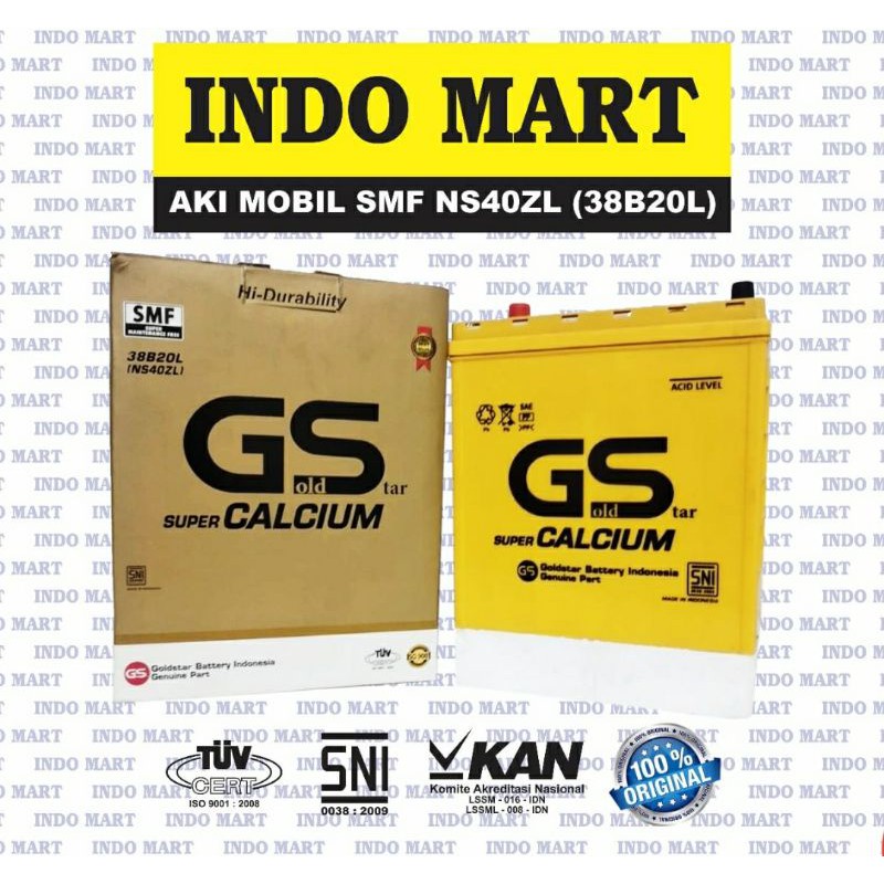 AKI MOBIL HONDA JAZZ BRV BRIO DATSUN GO ERTIGA AGYA AYLA Gold Star MF CALCIUM NS40ZL 12V 35AH AKI KE