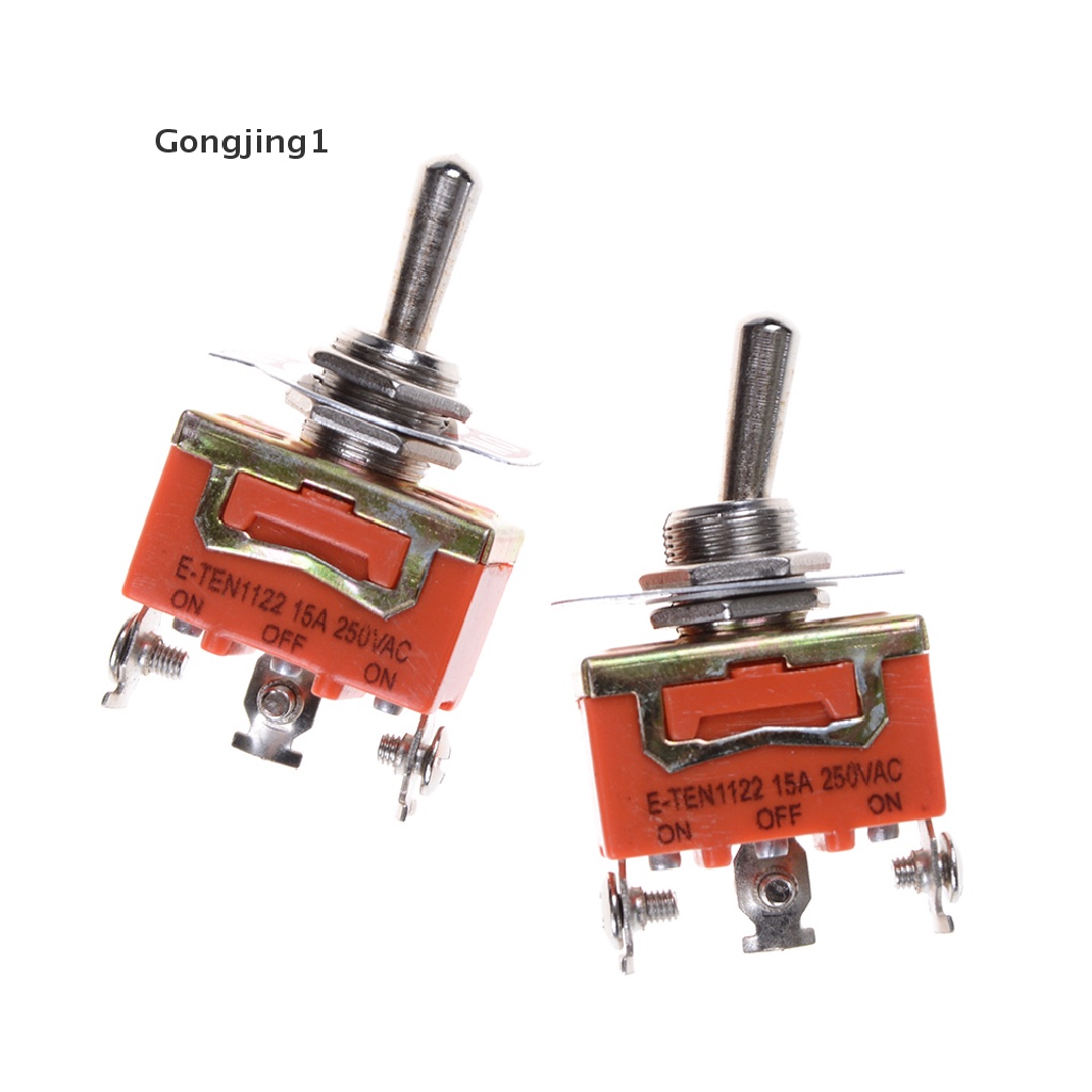 Gongjing1 Saklar Toggle Pengunci 3 Terminal SPDT 250V 15A ON-OFF Warna Oranye