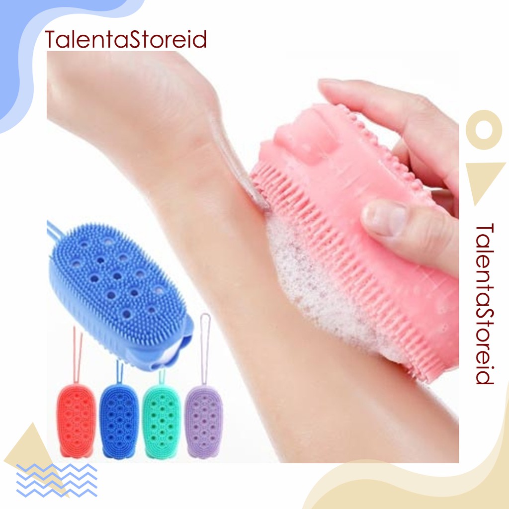 Spon Mandi Sabun Batang Cair 2In1 Silicone Bath Scrubbing Mud Bath Bubble Brush