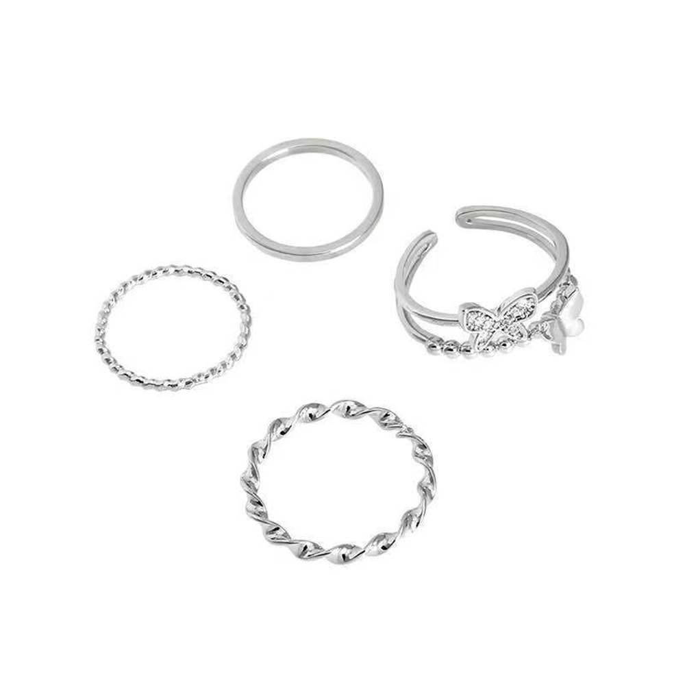 aaoottuuoo5.id Cod   4pcs Hip-hop Style Opening Adjustable Index Finger Ring Personality Ring Jewelry Gifts Daily