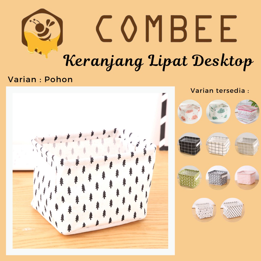 Keranjang Lipat Desktop Multi Fungsi / Cotton Linen / Praktis