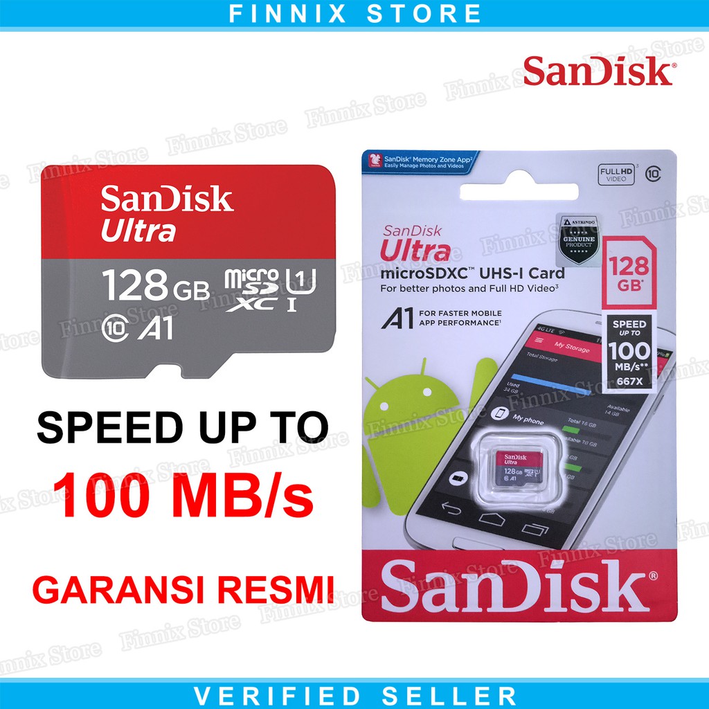 SanDisk A1 Ultra MicroSDXC 128GB 100MB/s Class 10 - Kartu Memori MicroSD