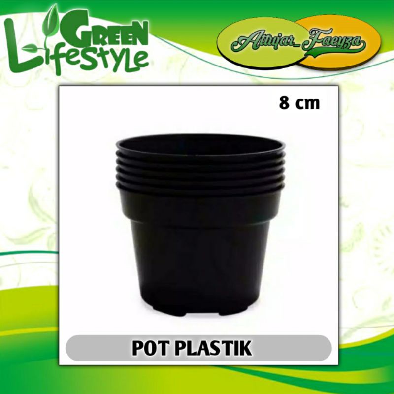 pot bunga plastik hitam 8cm kuat polos