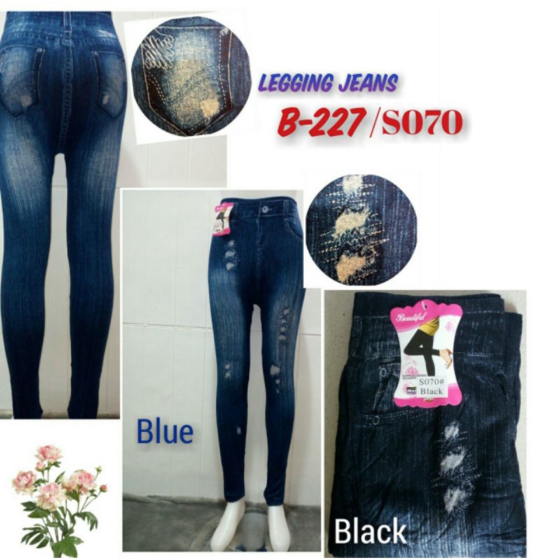 LEGGING JEANS MOTIF PRINT SOBEK PANJANG IMPORT