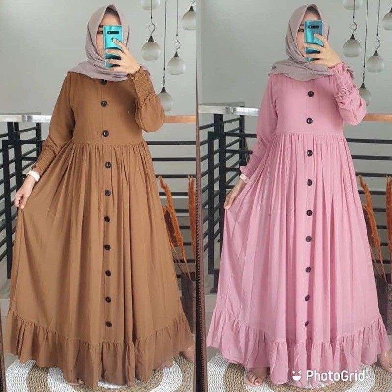 Plain maxy pakaian wanita fashion muslim remaja