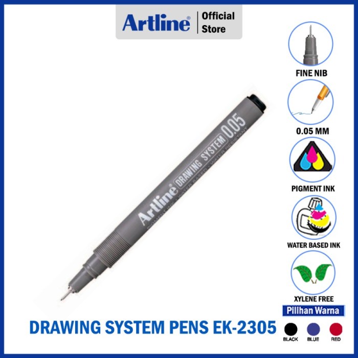 

Pendrawing- Pulpen Artline Drawing Pen 0.05Mm Ek-2305 - Hitam -Drawing-Pen.