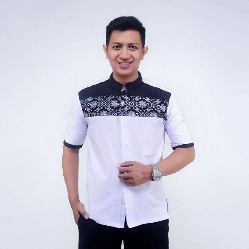 Baju Koko Pria Serba Putih Terbaru Ramadhan Masa Kini Koko lengan Panjang dan Pendek Bahan Katun Motif Batik dan Bordir Kekinian