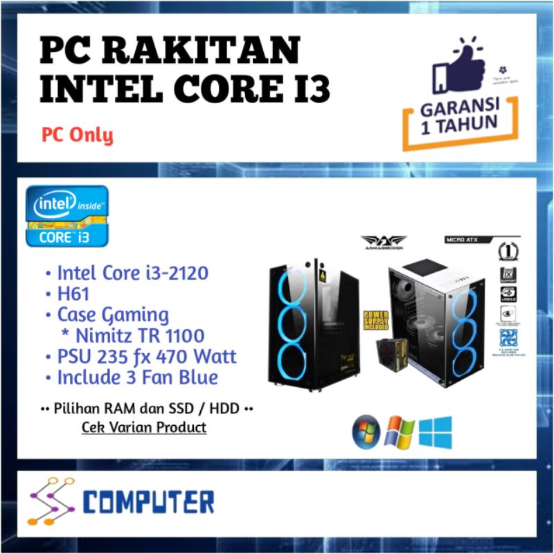 PC / Komputer Rakitan Core i3-2120 Case Gaming