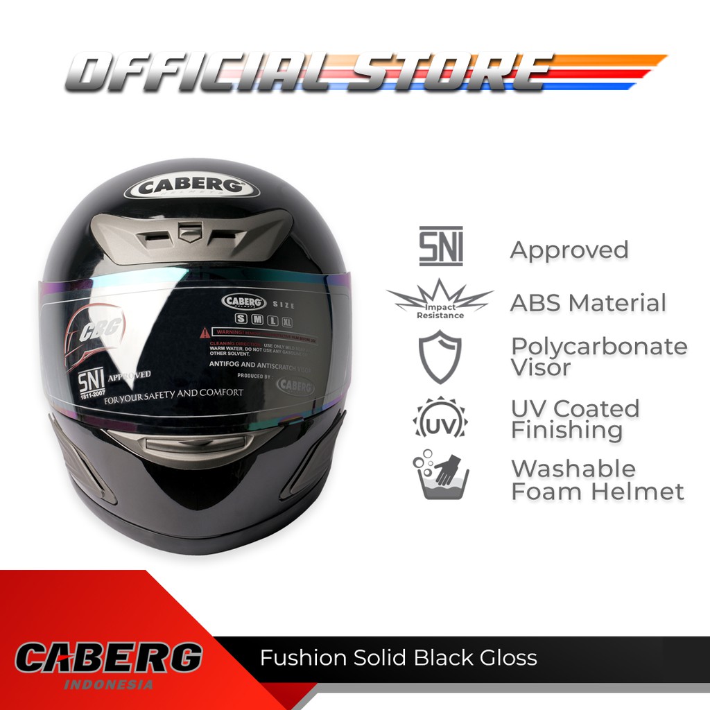 Caberg Helm Fushion Solid Black Gloss Full Face