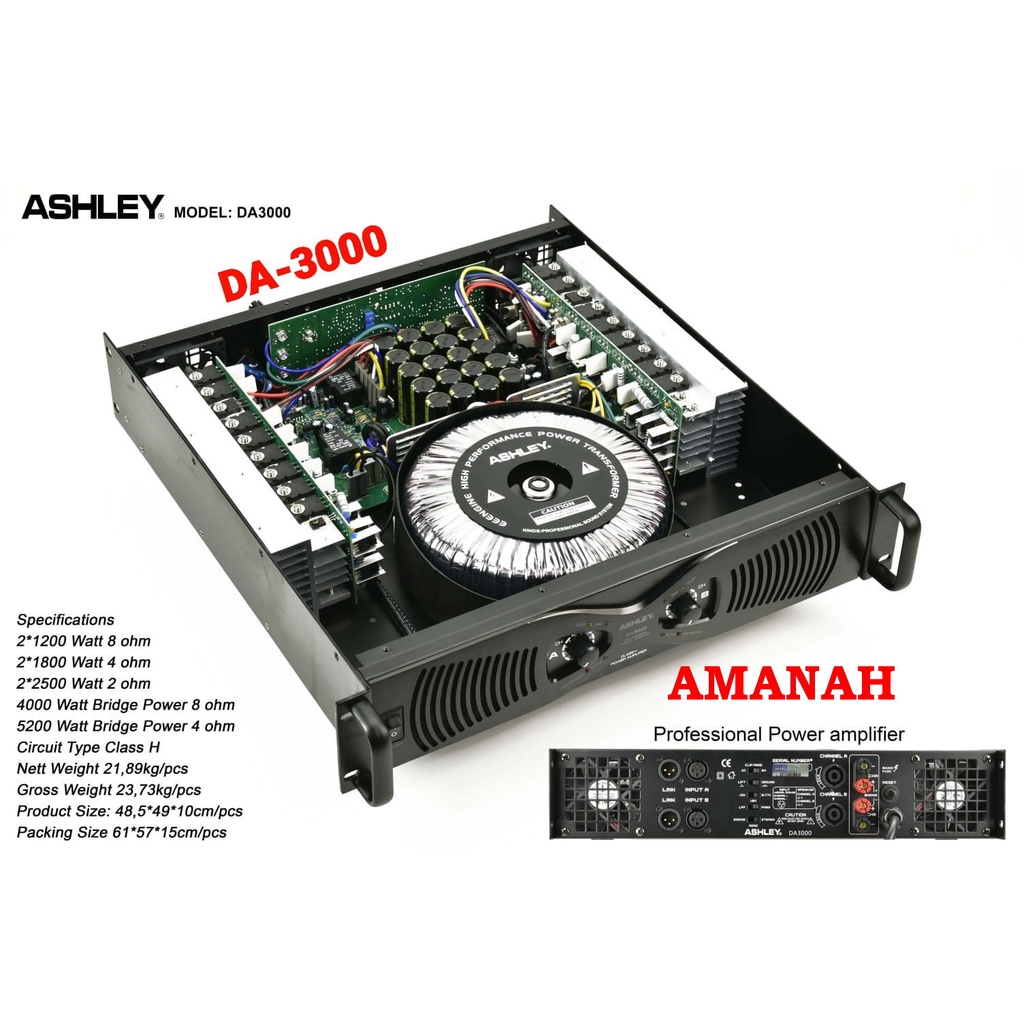 Power Ashley DA3000 Amplifier Ashley DA 3000 / DA-3000 Class H