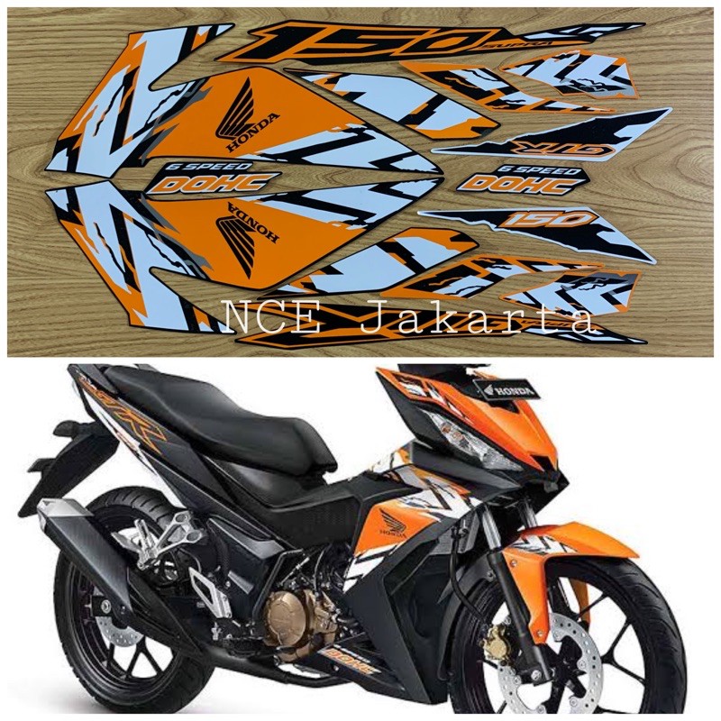 STIKER STRIPING SUPRA GTR 150 2017 HITAM ORANGE