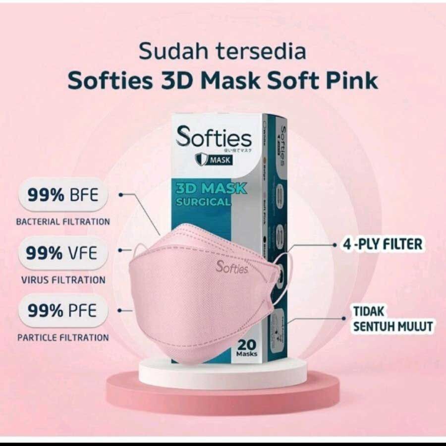 READY STOCK❤ [ORIGINAL]  Softies Surgical 3D Mask KF94 4 ply Box isi 20 - Putih