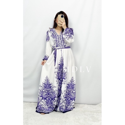 MDLV 8191 VILLARY MAXI KOREA LONG DRESS GAMIS MAXI GAUN MUSLIM IMPORT FASHION MUSLIM FASHION IMPORT