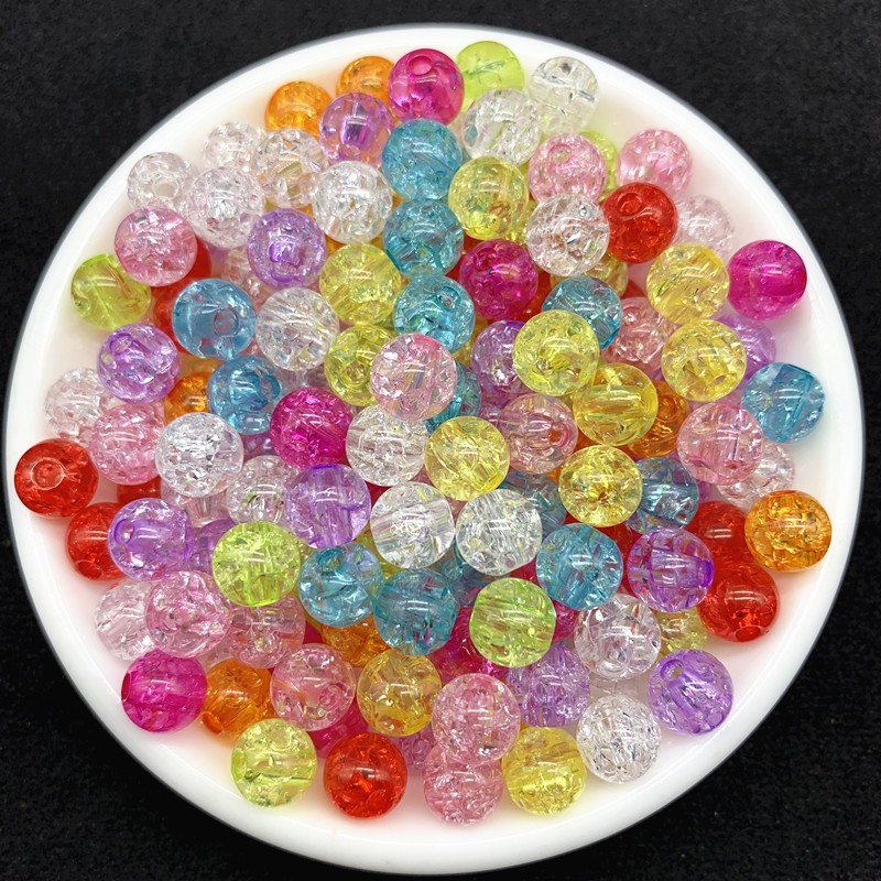 50 Pcs/Pack 8mm Akrilik Transparan Retak Burst Bulat Beads