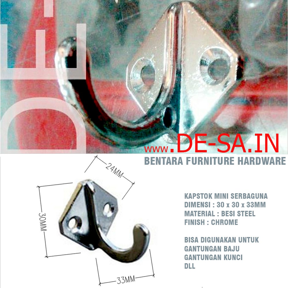 29MM KAPSTOK MINI BESI SOLID SINGLE 1 KAIT  - HOOK CAPSTOCK CANTOLAN GANTUNGAN KUNCI