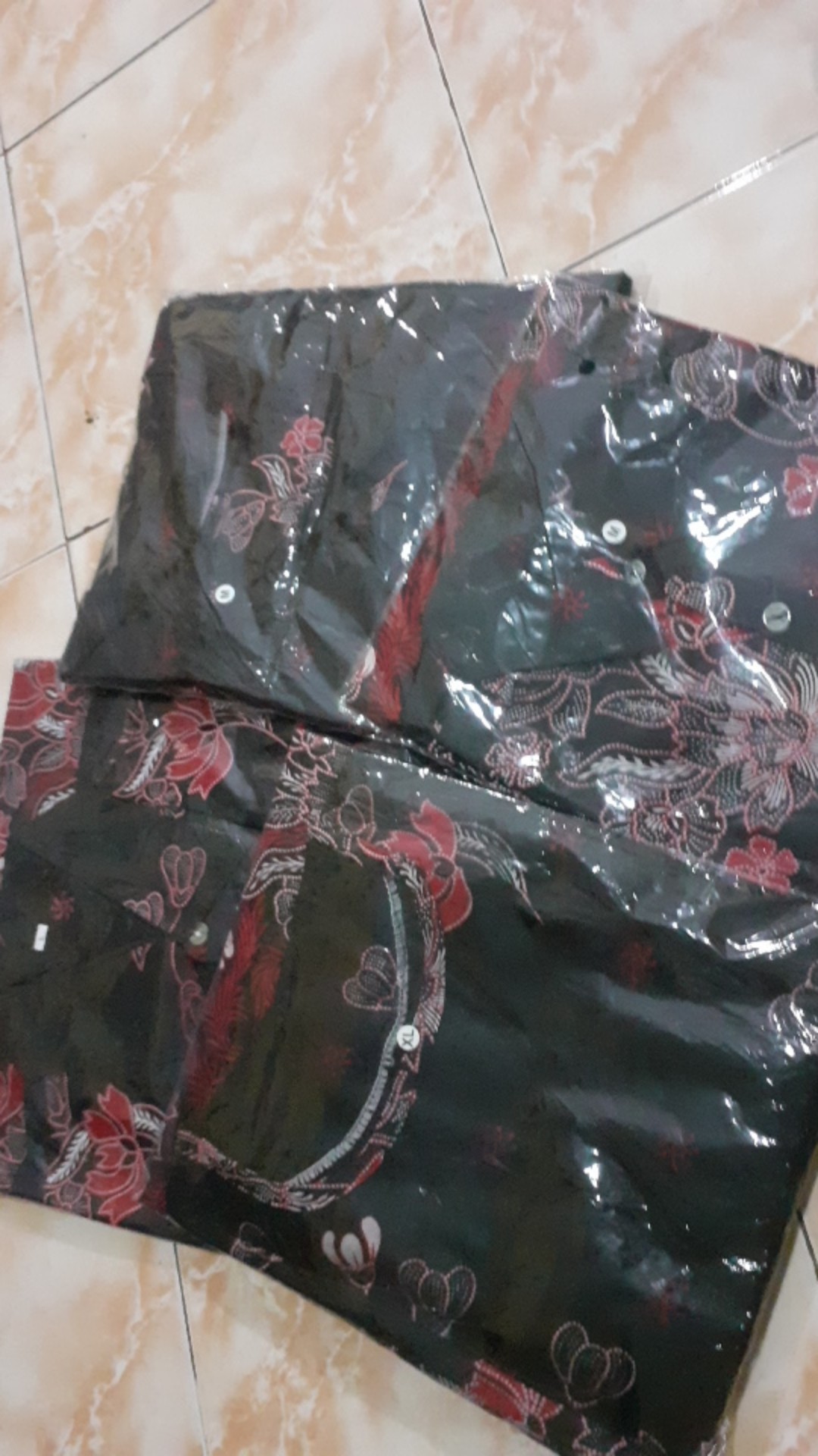Batik Couple Keluarga Sania Ruffle Ori Ndoro Jowi Dnt Motif Sakura Merah