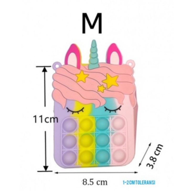 tas pop it unicorn warna rainbow