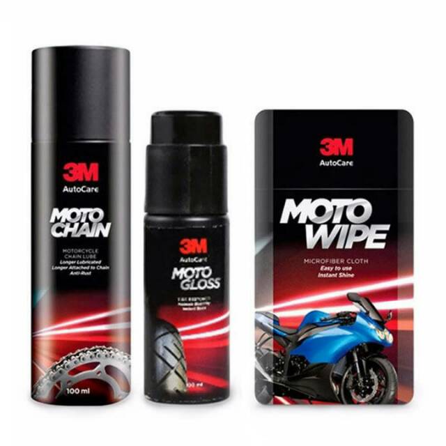 3 M Paket Perawatan Motor Isi 3 PCS (Kain, Glossy, Chain)