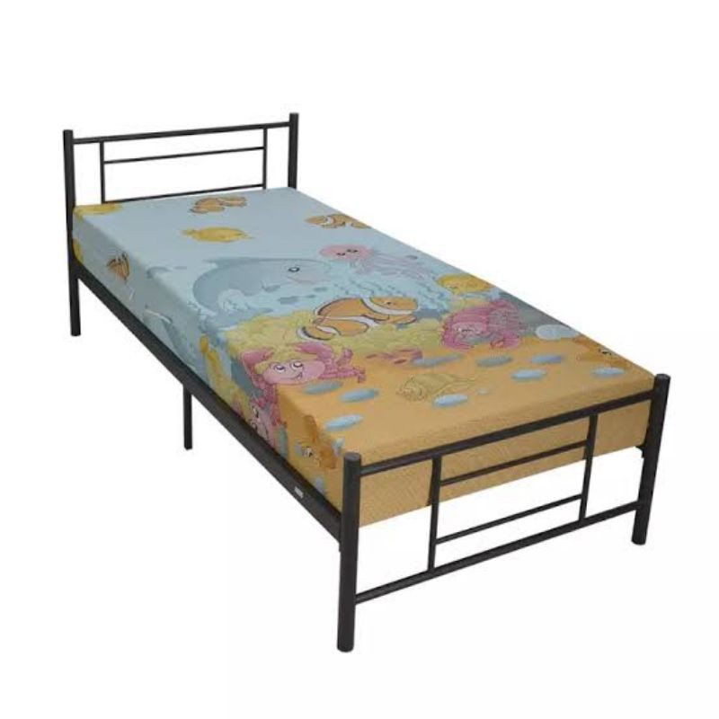 Ranjang Besi Single Paket Kasur Busa Inoac uk 90x200