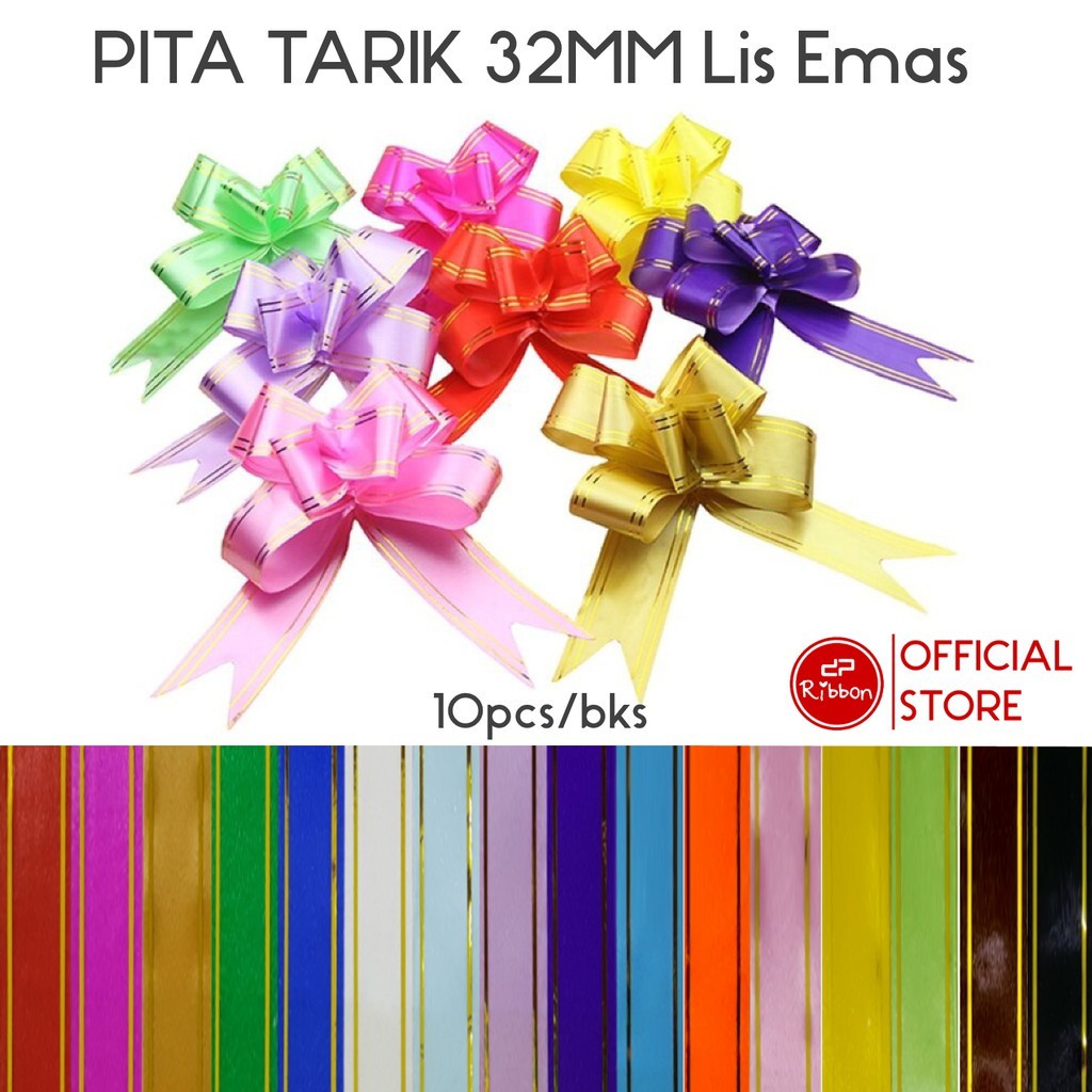 Pita Tarik Lis Emas 32mm Ribbon Serut Besar 32 mm Gold Stripe Warna Warni Dekorasi Gift Kado DIY Hadiah Parcel Souvenir Ulang Tahun Anniversary Birthday Party Wisuda Graduate Bouquete Bucket Pesta Prakarya Kerajinan Craft Crafting Art Seni Colorful Malang