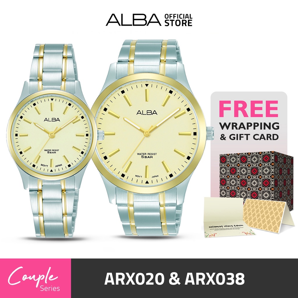 Jam Tangan Couple Alba PRESTIGE Quartz ARX020 & ARX038 Original Anti Air