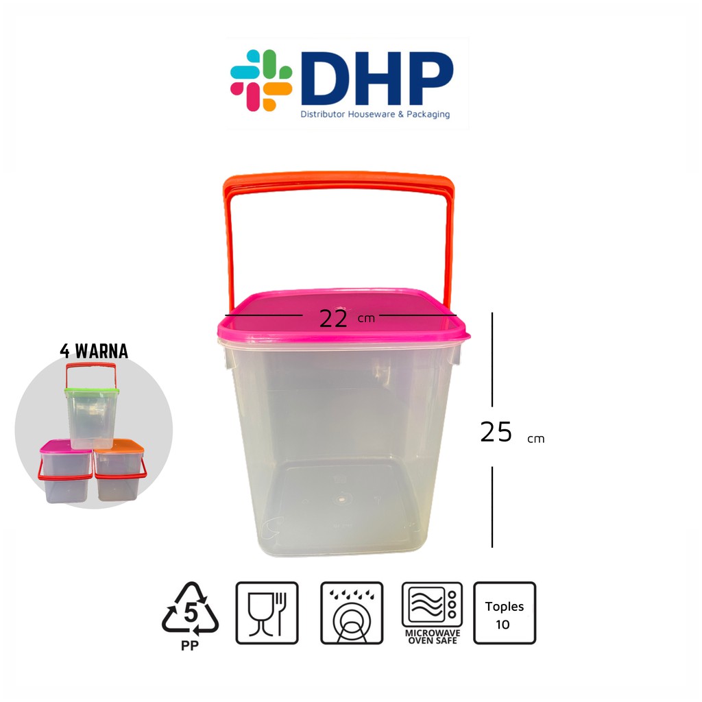 Toples GAGANG 10 Liter (D=22cm) Gagang Plastik Tempat Kerupuk Agatha Besar Es Sealware