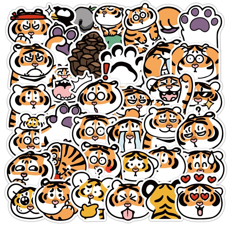 40 buah lemak Tiger stiker lucu tiger boneka Jurnal bahan kasus epoxy kartun jurnal stiker Xiao Zhan