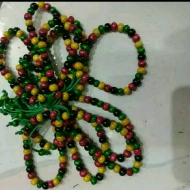 SATU SET GELANG TANGAN ISI 20 PCS BAHAN MANIK MANIK KAYU - GELANG PRIA DAN WANITA SOVENIR JOGJA