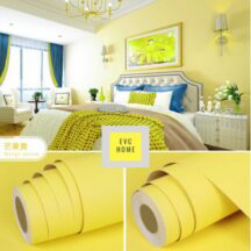 Sticker wallpaper dinding motip kuning polos