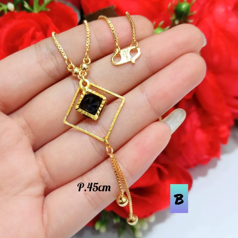 TITANIUM Kalung Dewasa kristal fashionable emas Korea tidak karat