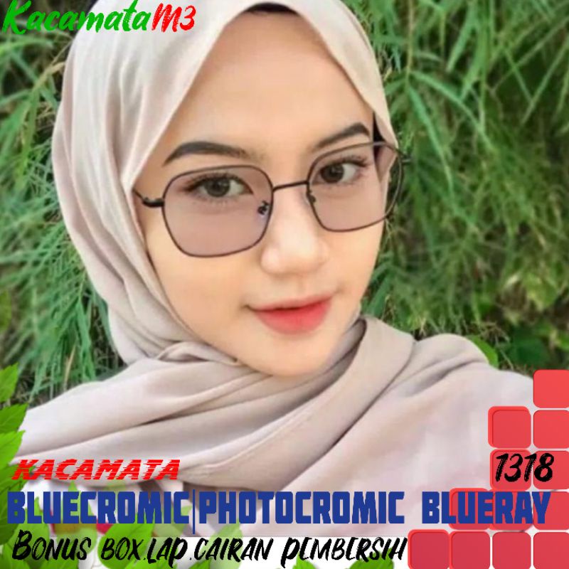 kacamata lensa bluecromic atau photocromic blueray bisa normal minus plus cilinder tergantung permintaan sampai minus 5 cyl 2 harga masih sama tulis saja pesanan kaka di catatan saat order free box lap cairan pembersih kode 1318 size 52-21-140