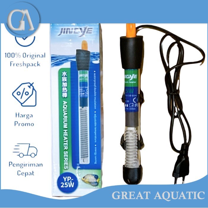 pemanas air aquarium JINGYE HEATER AQUARIUM 25 WATT kaca
