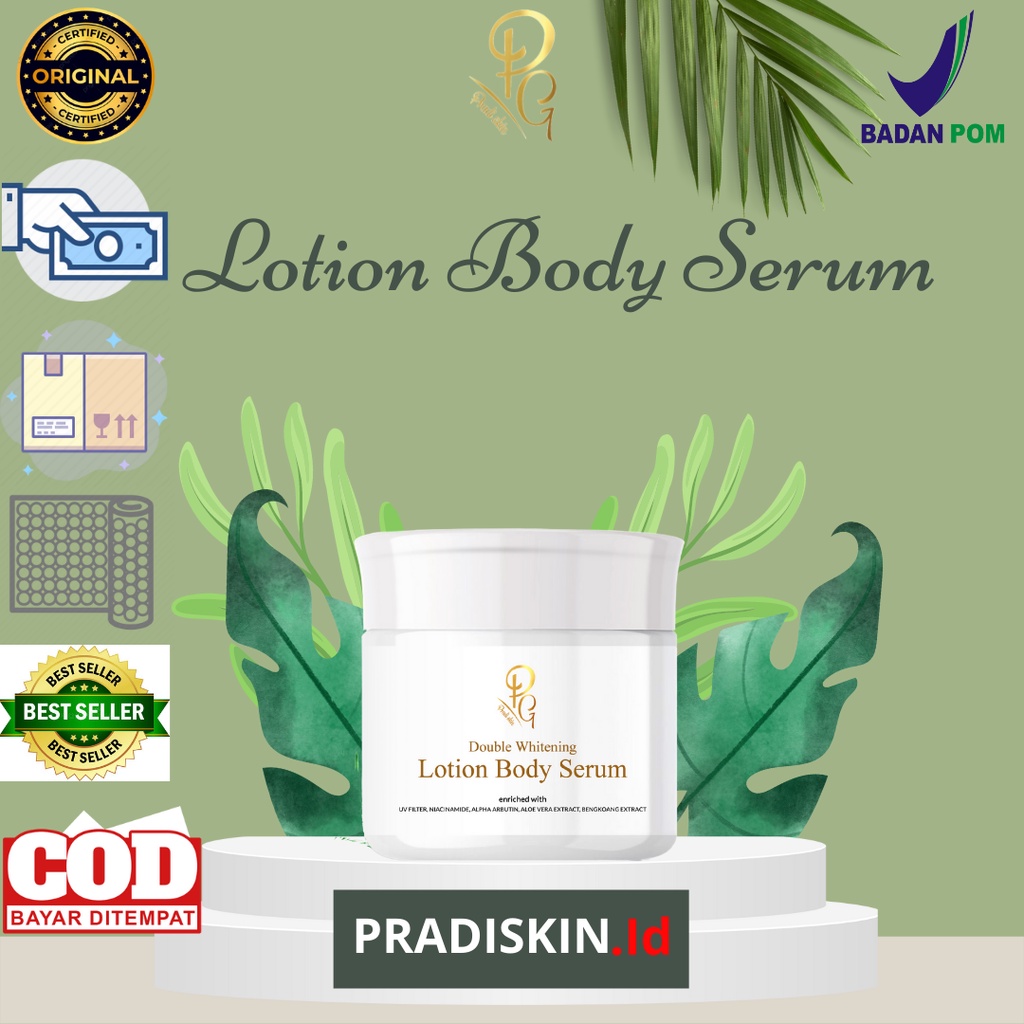 Double Whitening Lotion Body Serum Pradiskin Glow (5IN1) MEMUTIHKAN