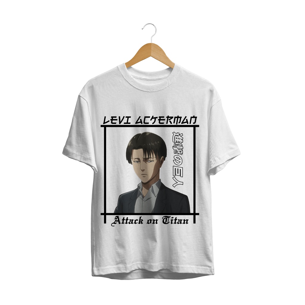 KAOS DISTRO SERIES ANIME LEVI UNIFORM SNK / T-SHIRT LOGO LEVI ACKERMAN AOT