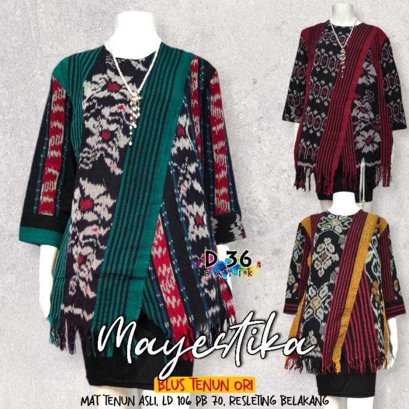 Blus Tenun Troso ori Atasan baju kerja kantor kuliah kasual wanita etnik tradisional fashion kekinia