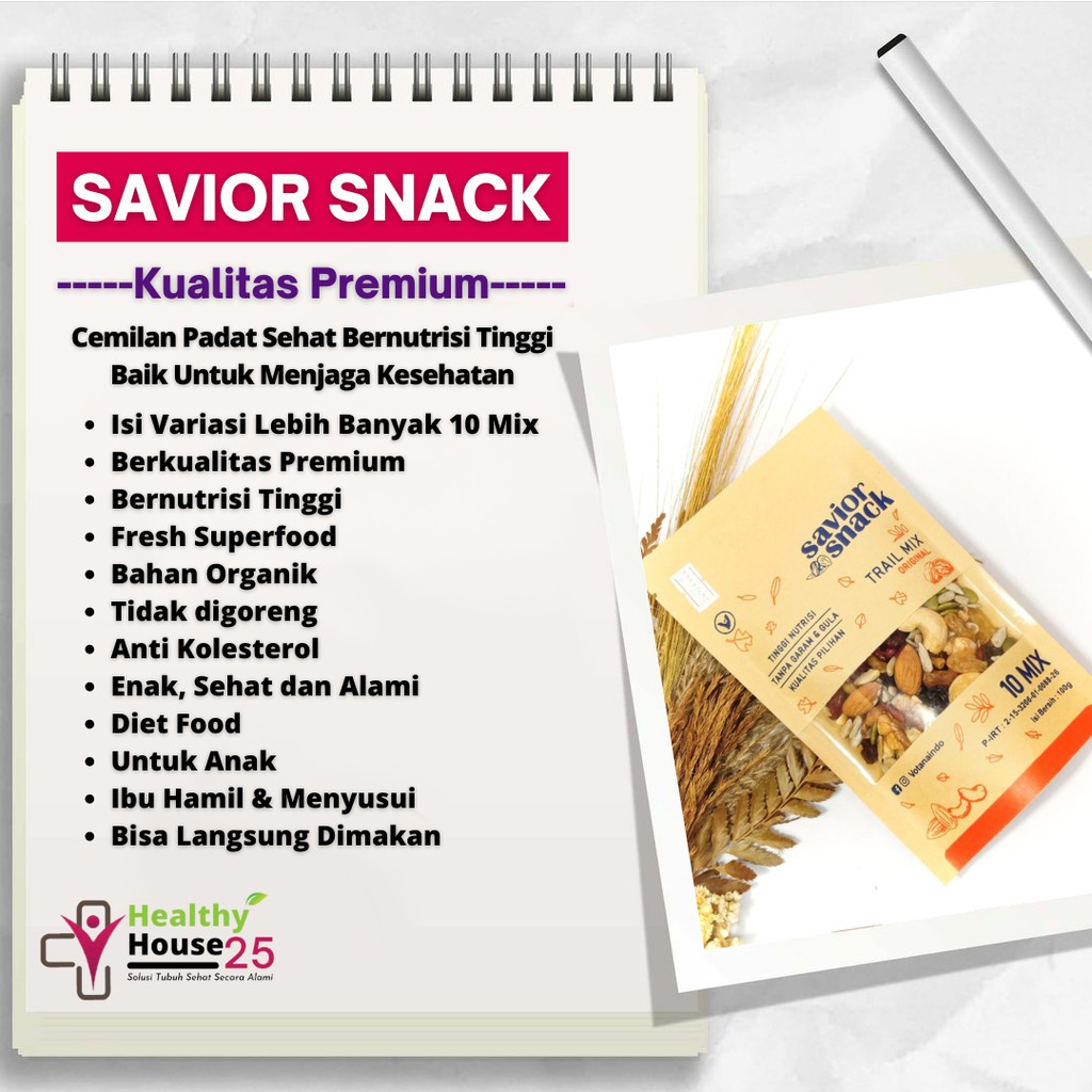 Makanan Diet Rendah Kalori - Cemilan Sehat Untuk Diet - Topping Oatmeal Diet - Savior Snack Trail Mix - 10 Mix Nuts &amp; Fruit Dried