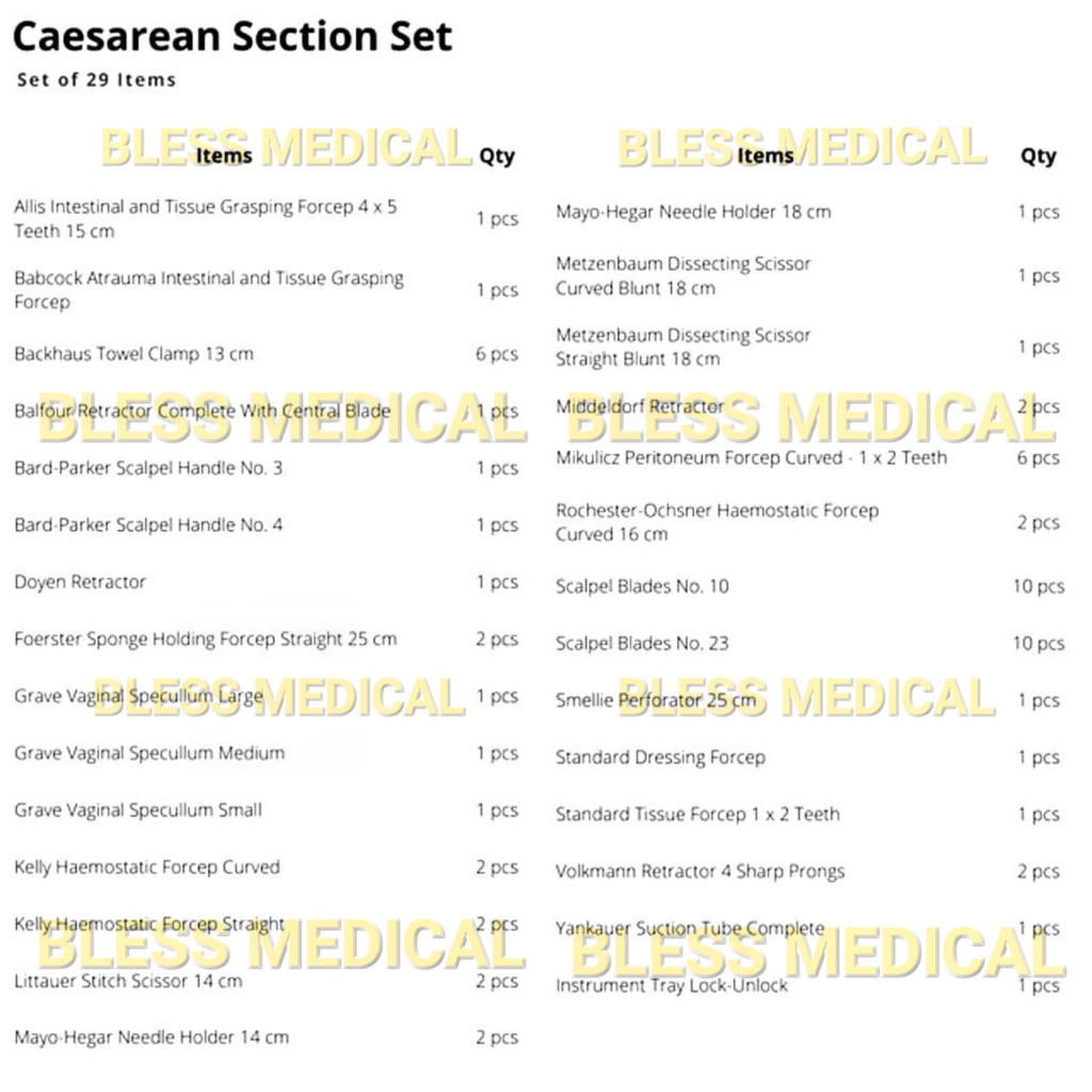 Sectio Cesarean Instrument Set /Set Instrument Caesar/Caesarean Set