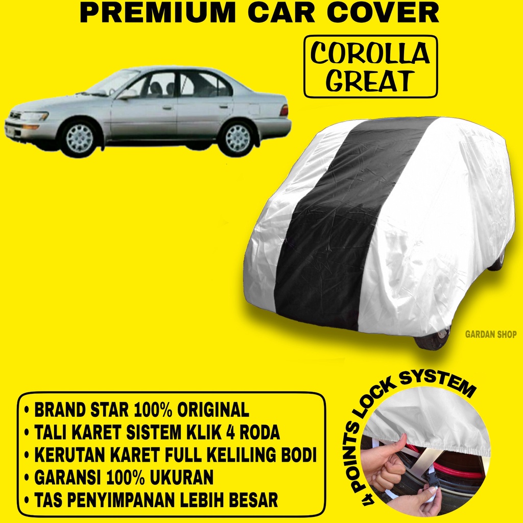 Body Cover COROLLA GREAT SILVER HITAM Penutup Bodi Mobil Corolla Great Waterproof PREMIUM