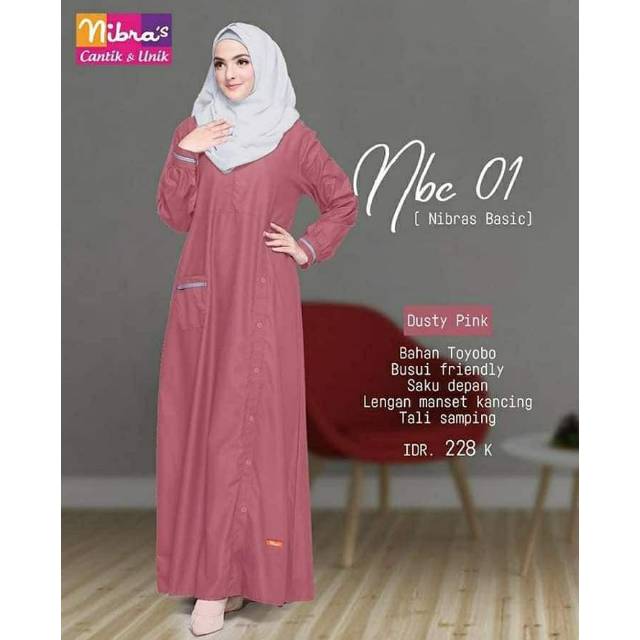 Gamis Casual Nibras NBC 01 dusty pink