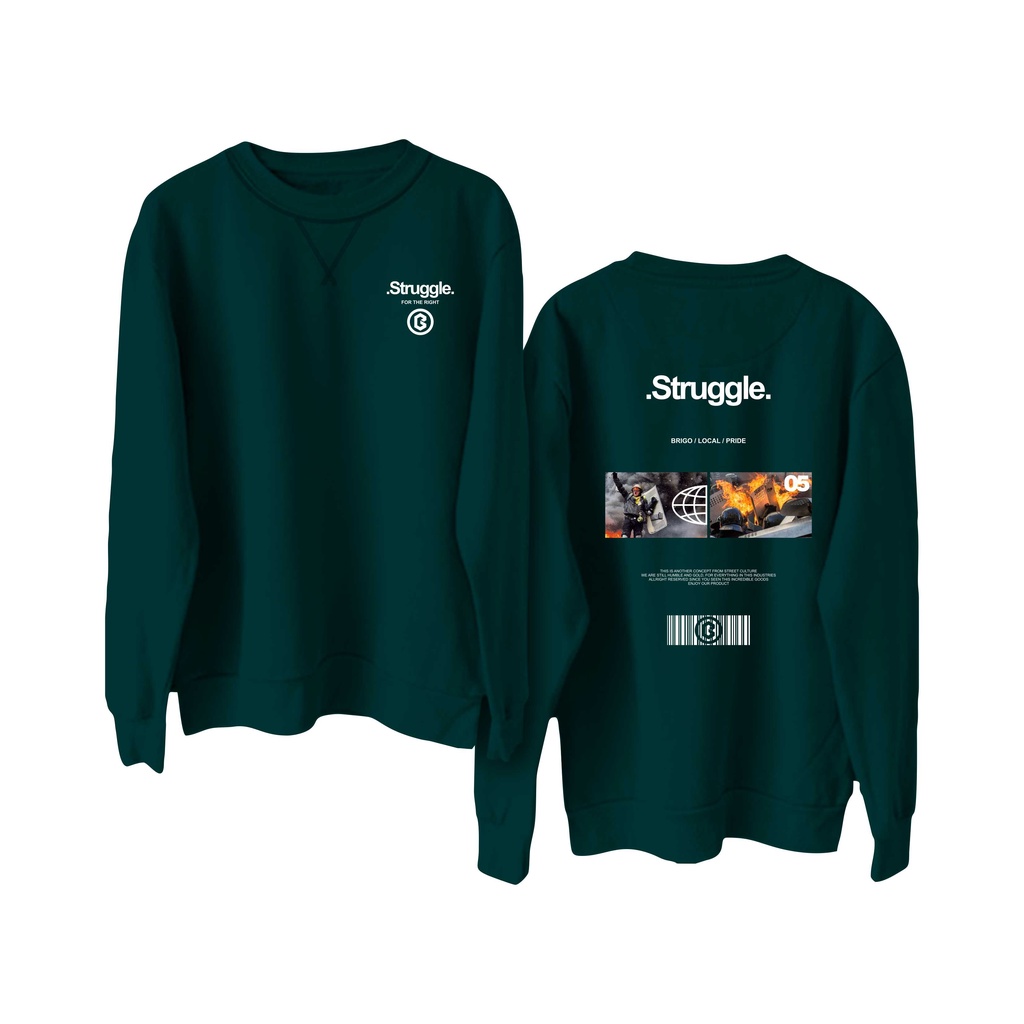 Sweater Crewneck BRIGO struggle Sablon DTF Fleece Cotton II BRIGO Basic Sweatshirt  struggle II Cotton M-XXL (Pria &amp; Wanita) Free stiker&amp;Gantungan Kunci