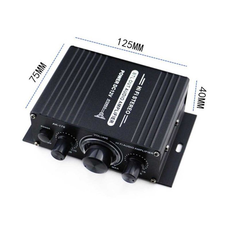 ANENG HiFi Mini Stereo Car Amplifier Treble Bass Booster - AK170